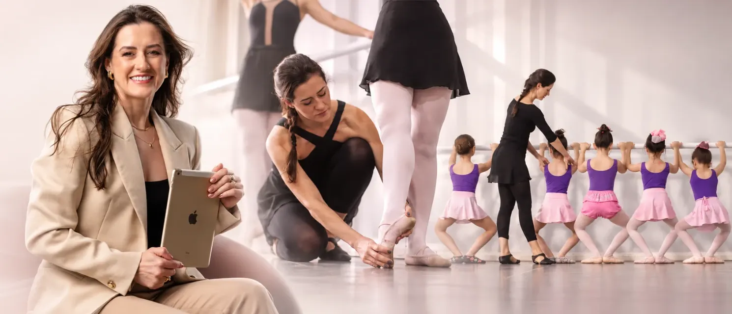 Luciane Lazzari e cenas de aulas de ballet adulto e infantil